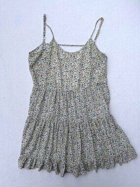 Forever 21 Light Blue Floral Ruffle Mini Swing Dress Sz S Cottagecore Fairycore